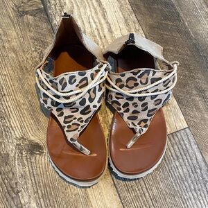 Leopard Print Sandals with Rope Detail